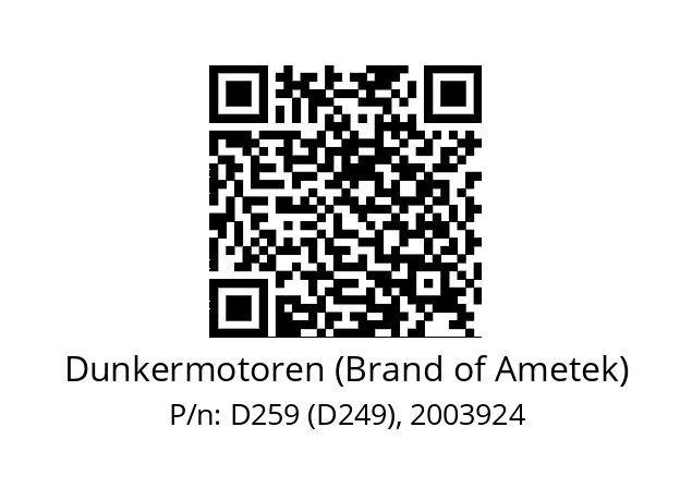   Dunkermotoren (Brand of Ametek) D259 (D249), 2003924