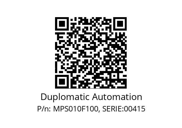   Duplomatic Automation MPS010F100, SERIE:00415