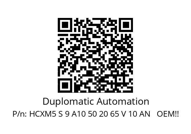   Duplomatic Automation HCXM5 S 9 A10 50 20 65 V 10 AN   OEM!!