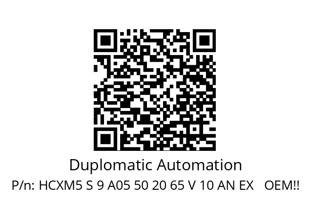   Duplomatic Automation HCXM5 S 9 A05 50 20 65 V 10 AN EX   OEM!!