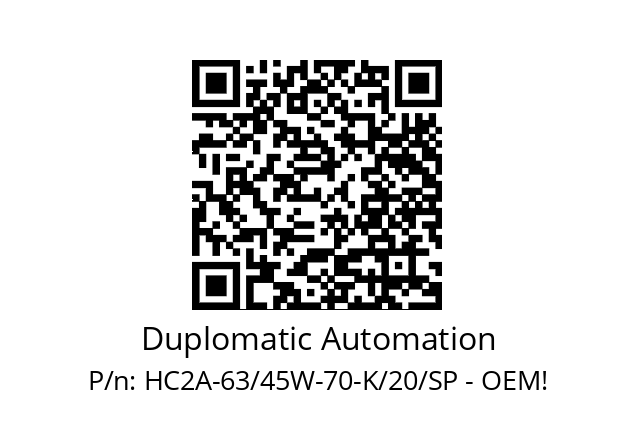   Duplomatic Automation HC2A-63/45W-70-K/20/SP - OEM!