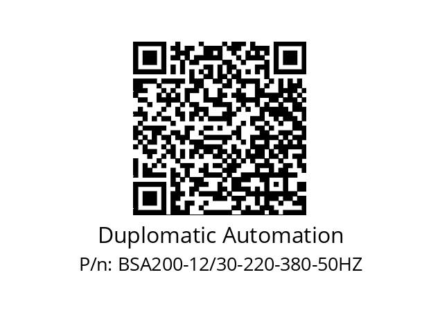   Duplomatic Automation BSA200-12/30-220-380-50HZ