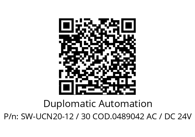   Duplomatic Automation SW-UCN20-12 / 30 COD.0489042 AC / DC 24V