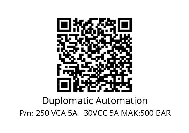   Duplomatic Automation 250 VCA 5A   30VCC 5A MAK:500 BAR