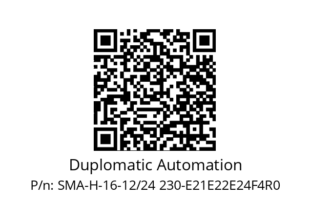   Duplomatic Automation SMA-H-16-12/24 230-E21E22E24F4R0