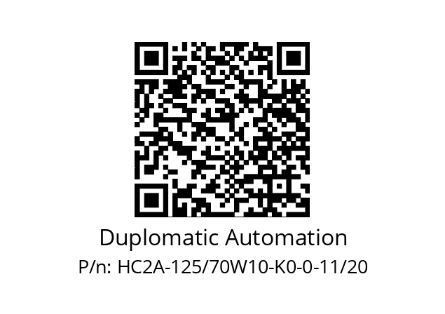   Duplomatic Automation HC2A-125/70W10-K0-0-11/20