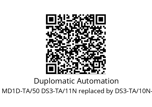   Duplomatic Automation MD1D-TA/50 DS3-TA/11N replaced by DS3-TA/10N-D00