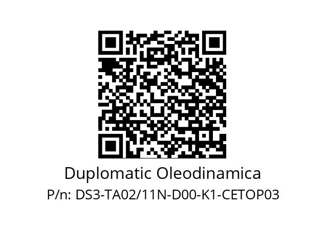   Duplomatic Oleodinamica DS3-TA02/11N-D00-K1-CETOP03