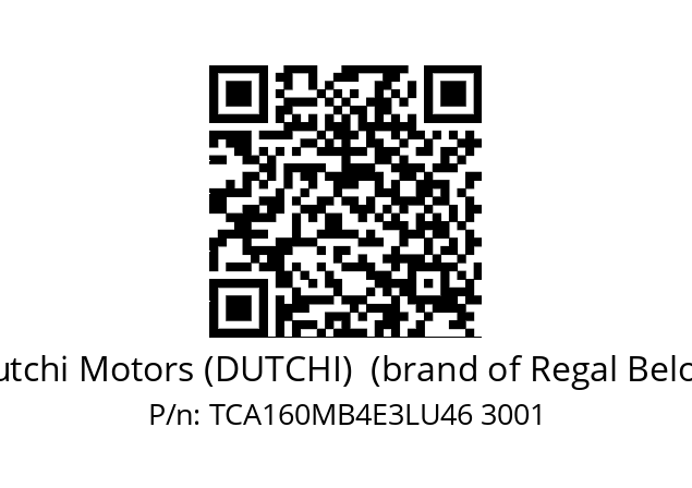   Dutchi Motors (DUTCHI)  (brand of Regal Beloit) TCA160MB4E3LU46 3001