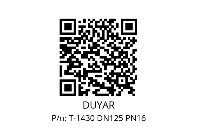   DUYAR T-1430 DN125 РN16