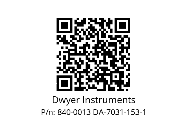   Dwyer Instruments 840-0013 DA-7031-153-1