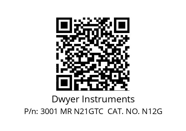   Dwyer Instruments 3001 MR N21GTC  CAT. NO. N12G