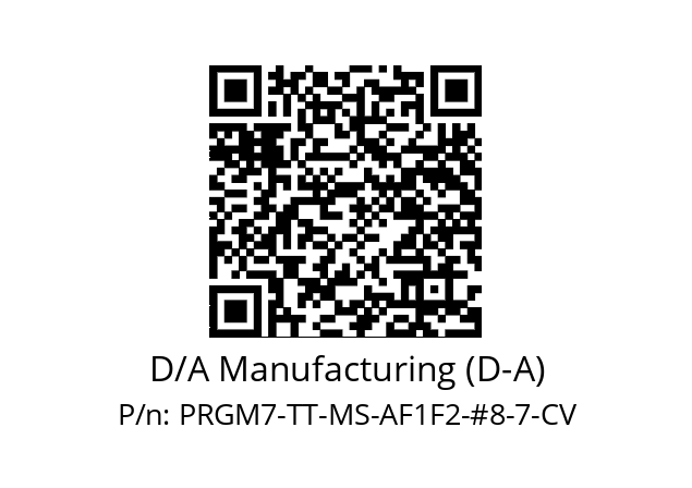   D/A Manufacturing (D-A) PRGM7-TT-MS-AF1F2-#8-7-CV