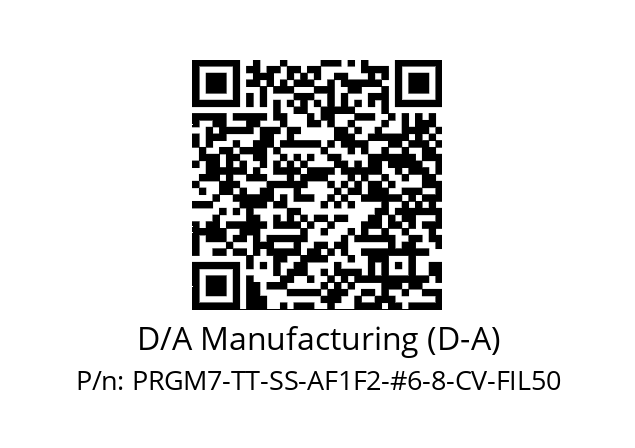   D/A Manufacturing (D-A) PRGM7-TT-SS-AF1F2-#6-8-CV-FIL50