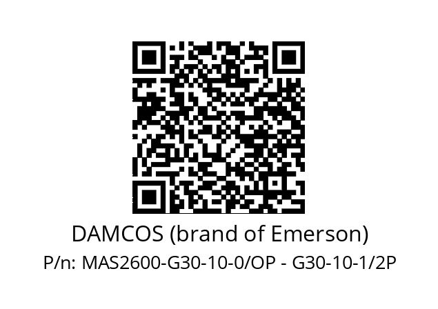   DAMCOS (brand of Emerson) MAS2600-G30-10-0/OP - G30-10-1/2P