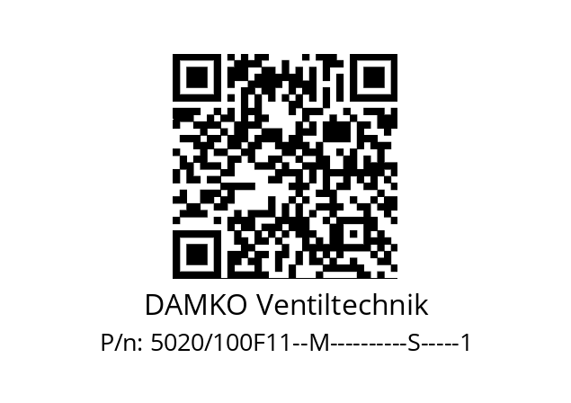   DAMKO Ventiltechnik 5020/100F11--M----------S-----1