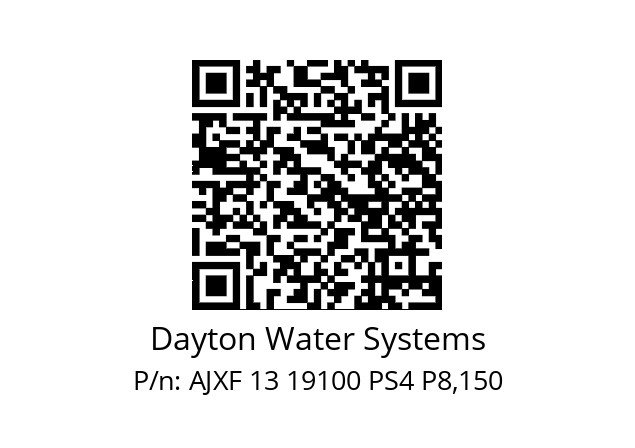   Dayton Water Systems AJXF 13 19100 PS4 P8,150