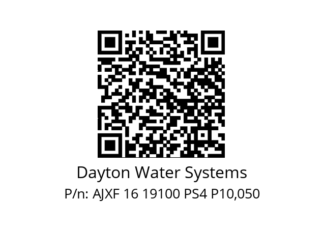   Dayton Water Systems AJXF 16 19100 PS4 P10,050