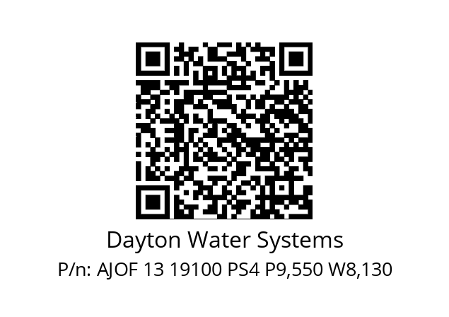   Dayton Water Systems AJOF 13 19100 PS4 P9,550 W8,130