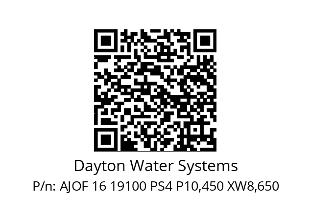   Dayton Water Systems AJOF 16 19100 PS4 P10,450 XW8,650