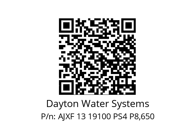   Dayton Water Systems AJXF 13 19100 PS4 P8,650