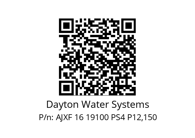   Dayton Water Systems AJXF 16 19100 PS4 P12,150