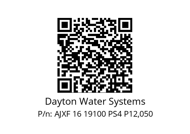   Dayton Water Systems AJXF 16 19100 PS4 P12,050