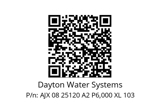   Dayton Water Systems AJX 08 25120 A2 P6,000 XL 103