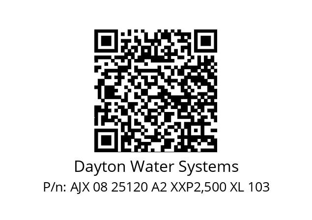   Dayton Water Systems AJX 08 25120 A2 XXP2,500 XL 103