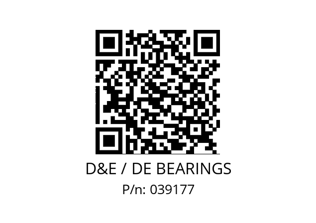   D&E / DE BEARINGS 039177