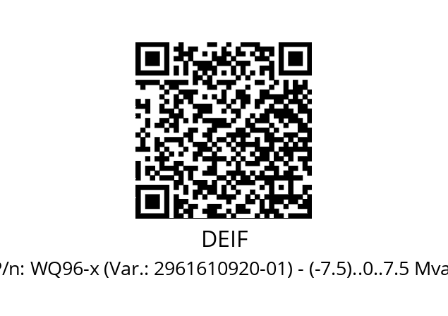   DEIF WQ96-x (Var.: 2961610920-01) - (-7.5)..0..7.5 Mvar