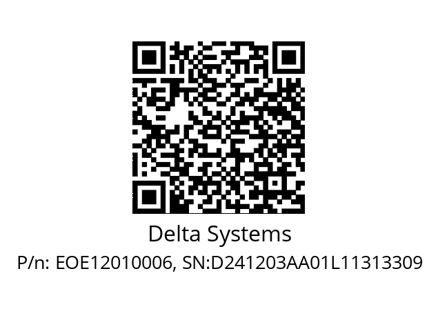   Delta Systems EOE12010006, SN:D241203AA01L11313309