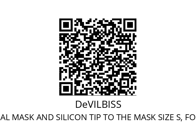   DeVILBISS ORIGINAL MASK AND SILICON TIP TO THE MASK SIZE S, FOR  DV54SE-P