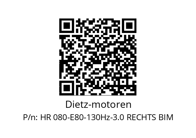   Dietz-motoren HR 080-E80-130Hz-3.0 RECHTS BIM