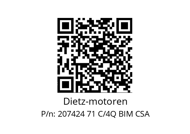   Dietz-motoren 207424 71 C/4Q BIM CSA