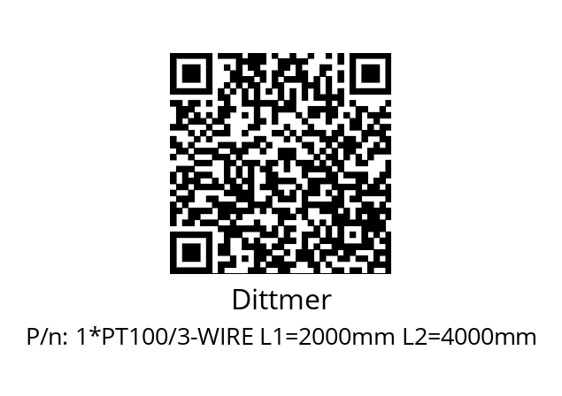   Dittmer 1*PT100/3-WIRE L1=2000mm L2=4000mm