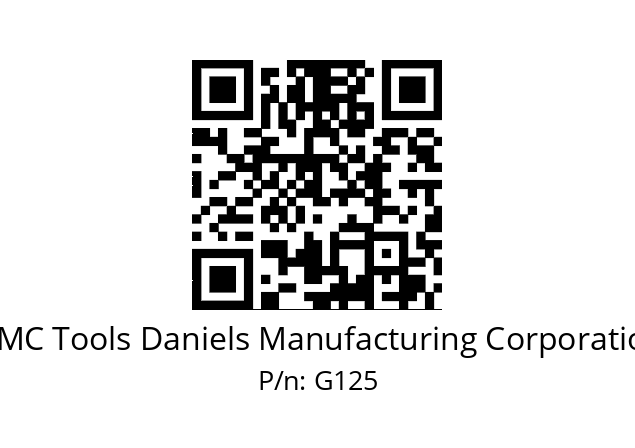   DMC Tools Daniels Manufacturing Corporation G125