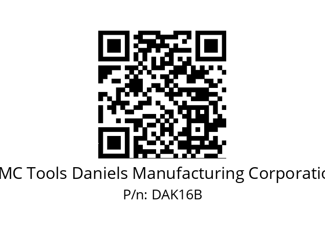   DMC Tools Daniels Manufacturing Corporation DAK16B