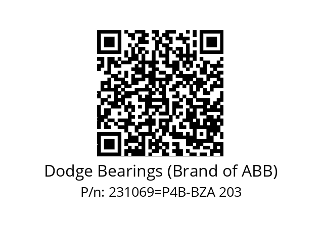   Dodge Bearings (Brand of ABB) 231069=P4B-BZA 203