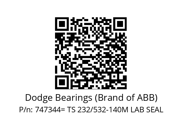   Dodge Bearings (Brand of ABB) 747344= TS 232/532-140M LAB SEAL