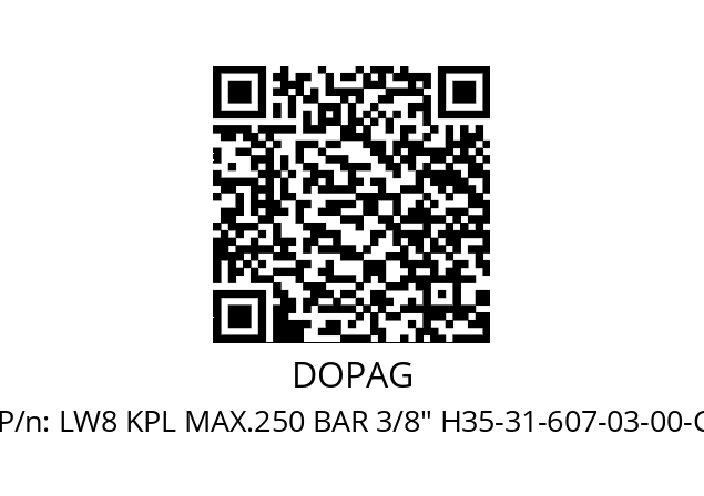   DOPAG LW8 KPL MAX.250 BAR 3/8" H35-31-607-03-00-C