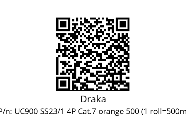   Draka UC900 SS23/1 4P Cat.7 orange 500 (1 roll=500m)