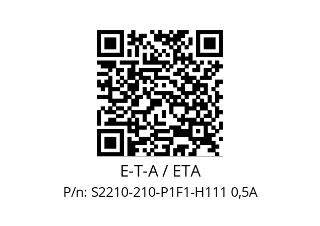   E-T-A / ETA S2210-210-P1F1-H111 0,5A