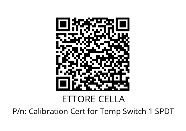   ETTORE CELLA Calibration Cert for Temp Switch 1 SPDT