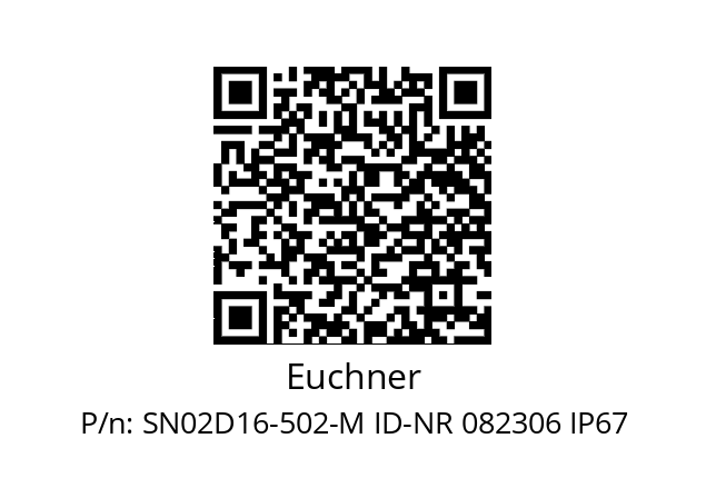   Euchner SN02D16-502-M ID-NR 082306 IP67