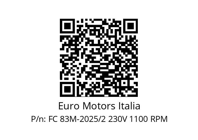   Euro Motors Italia FC 83M-2025/2 230V 1100 RPM