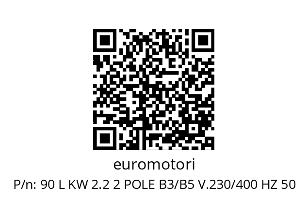   euromotori 90 L KW 2.2 2 POLE B3/B5 V.230/400 HZ 50