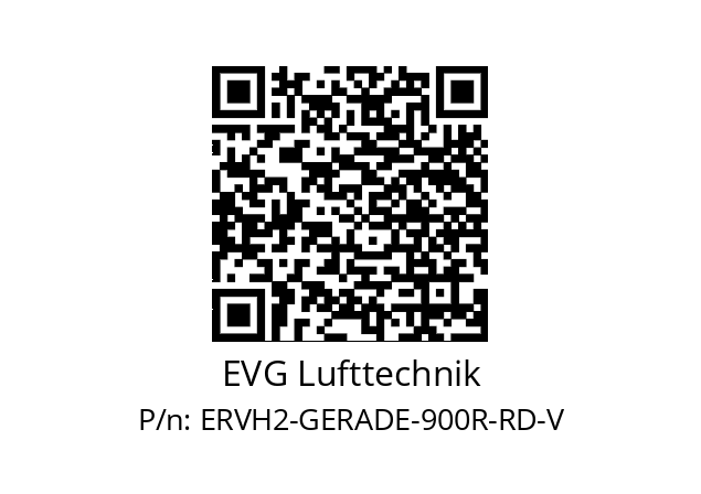   EVG Lufttechnik ERVH2-GERADE-900R-RD-V