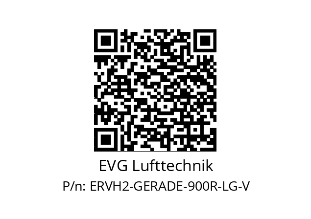   EVG Lufttechnik ERVH2-GERADE-900R-LG-V