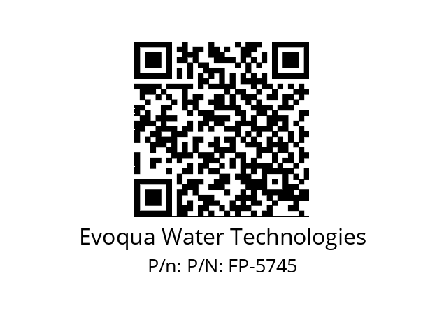   Evoqua Water Technologies P/N: FP-5745